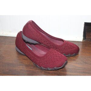 Skechers Womens Relaxed Fit Air-Cooled Memory Foam Burgundy Slip-On Flats Size 9
